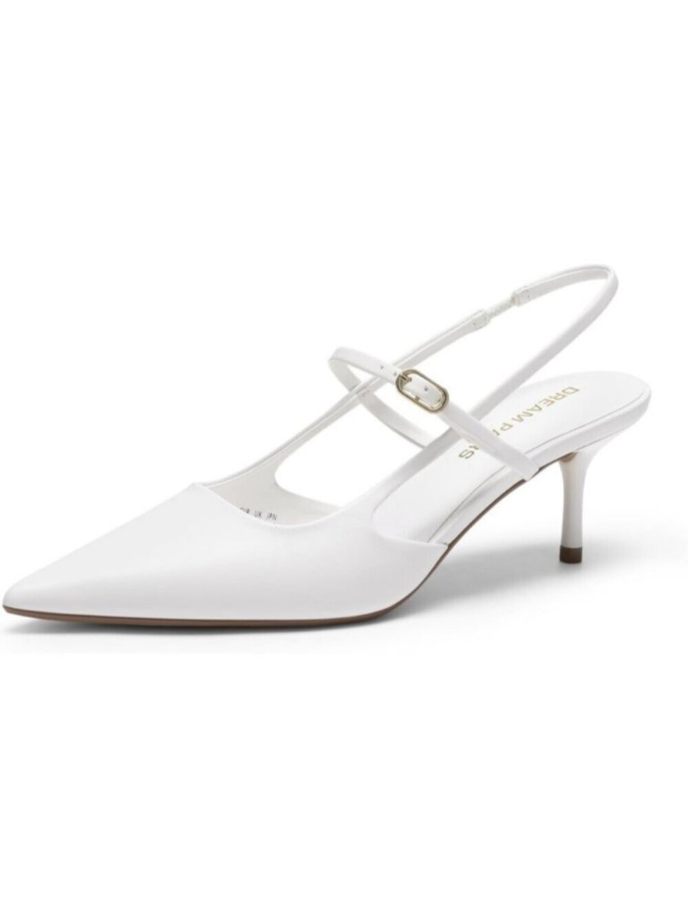 DREAM PAIRS Women's White Slingback Kitten Heels Pumps 2.36-Inch Closed Toe